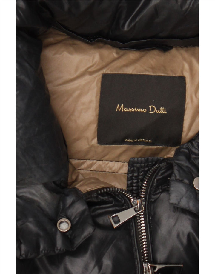 Женская стеганая куртка оверсайз Massimo Dutti UK 10, маленькая, черный нейлон