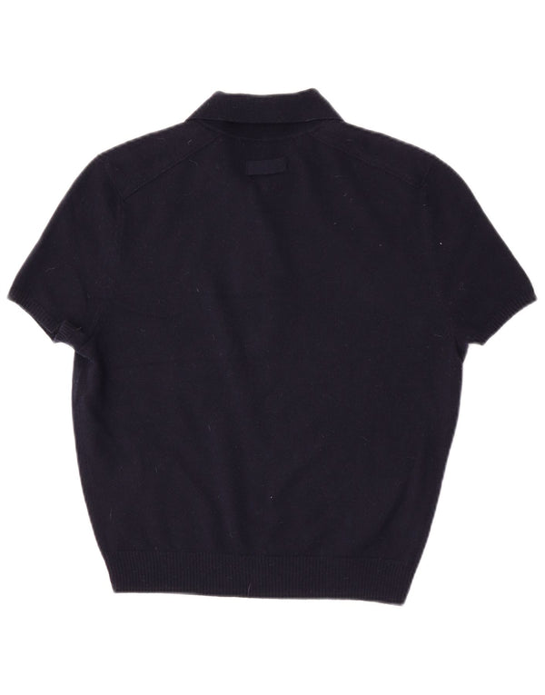 Женский свитер-поло с короткими рукавами Zara UK 14, средний темно-синий