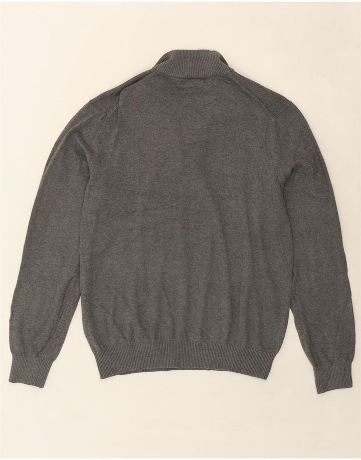 IZOD Mens Zip Neck Jumper Sweater Medium Grey Cotton Vintage Izod and Second-Hand Izod from Messina Hembry 