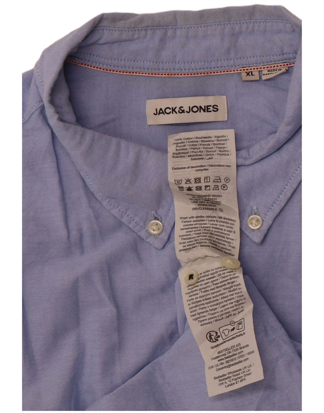 Мужская рубашка JACK & JONES XL, синяя, хлопок