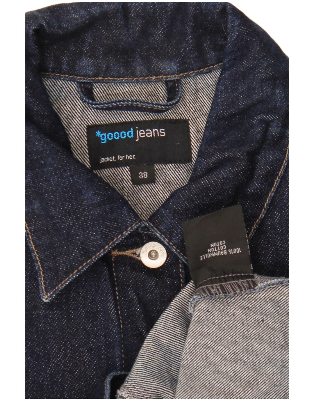 ВИНТАЖНАЯ женская джинсовая куртка EU 38, средний темно-синий хлопок