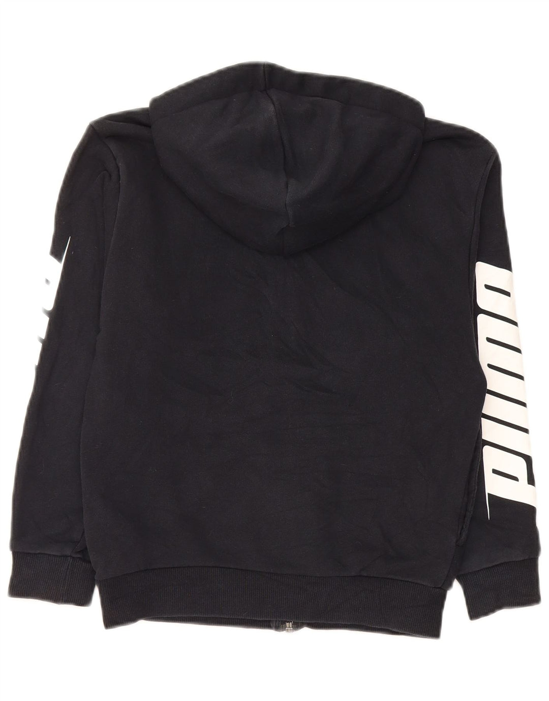 PUMA Свитер с капюшоном на молнии с графическим рисунком для мальчиков 9–10 лет, черный хлопок