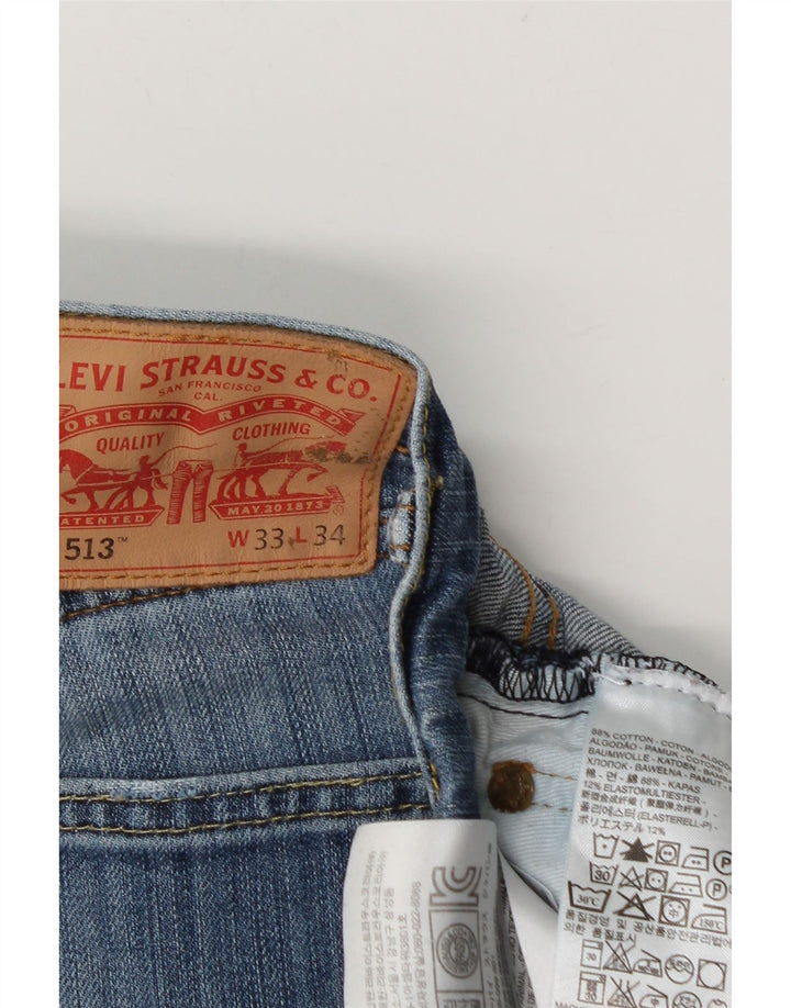Мужские узкие прямые джинсы Levi's 513 W33 L30 синие, хлопок