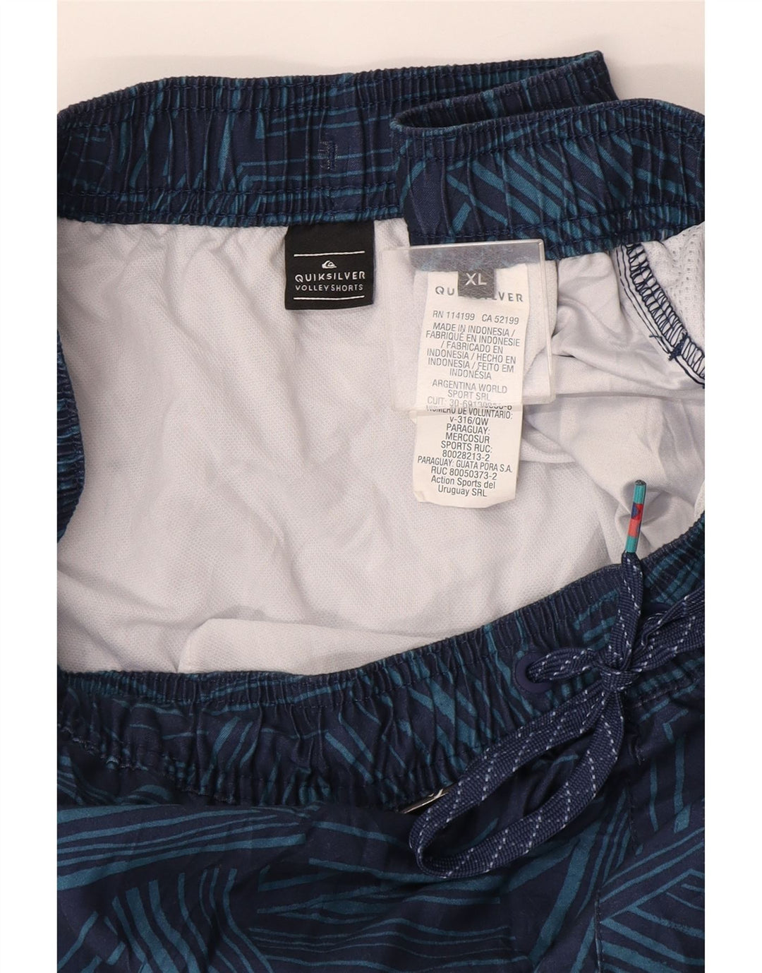 Мужские шорты для плавания Quiksilver XL, темно-синие, полиэстер с геометрическим рисунком