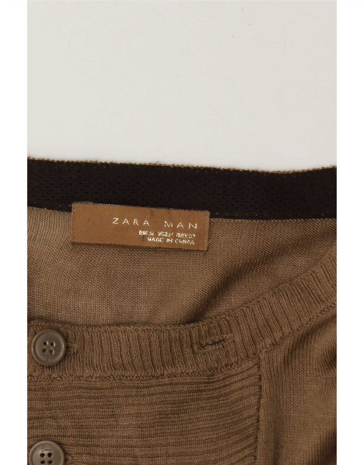 Мужской джемпер с вырезом лодочкой Zara, средний коричневый