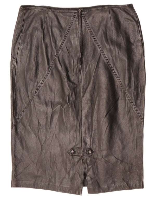 Юбка женская кожаная VINTAGE W32, большая, черная