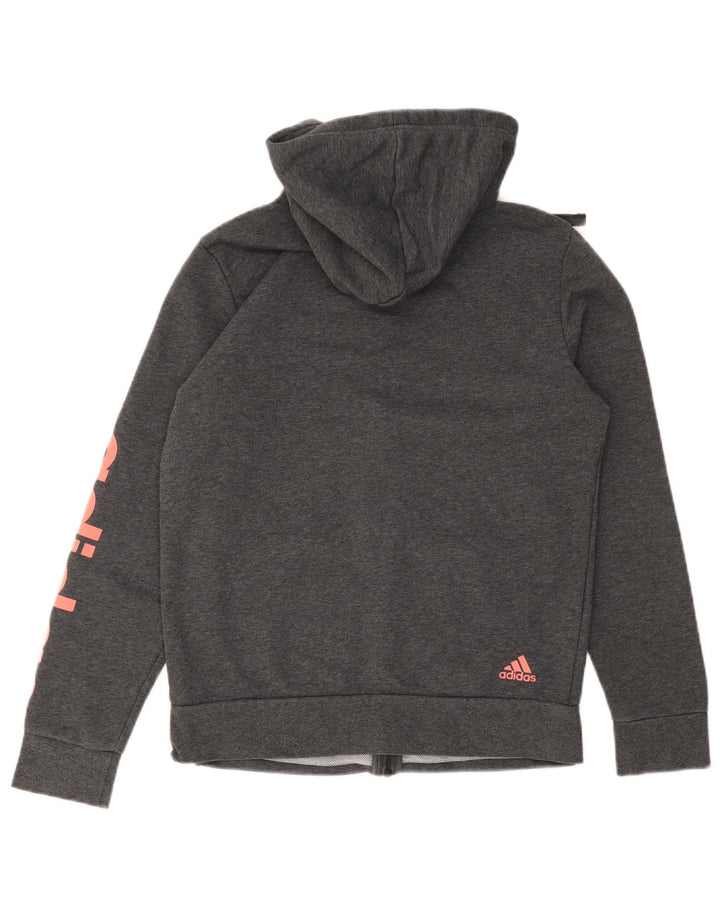 Adidas Мужской свитер с капюшоном и молнией с графическим рисунком, маленький серый