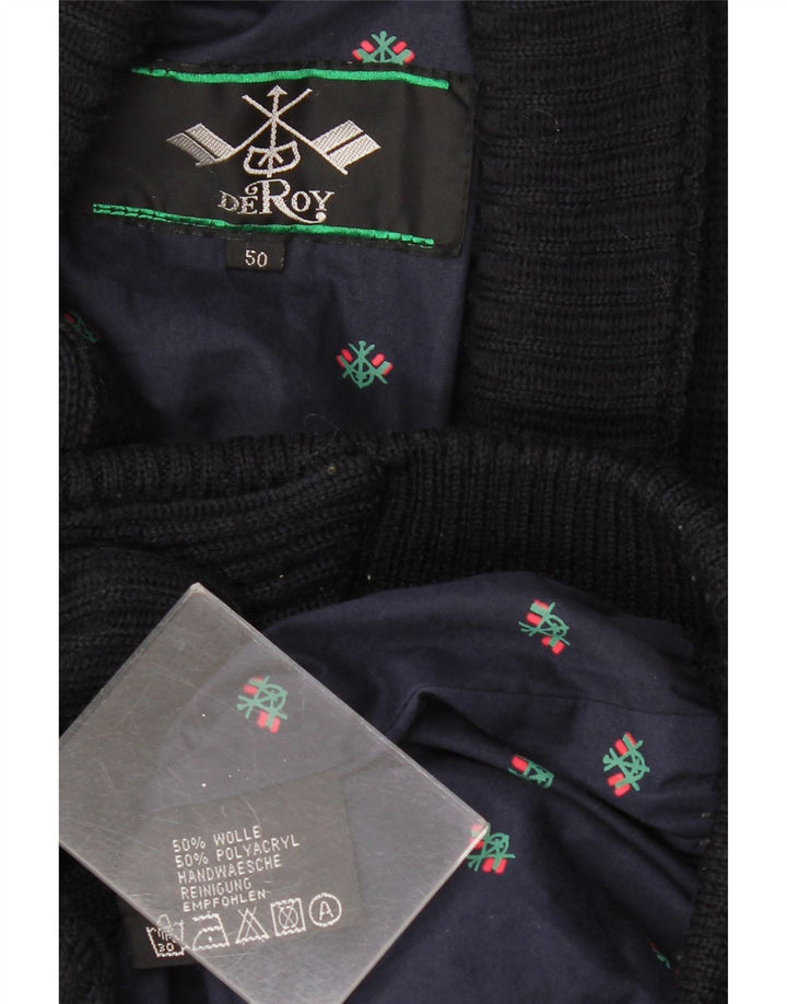 Мужской свитер-кардиган VINTAGE IT 50 Medium Navy Blue Wool