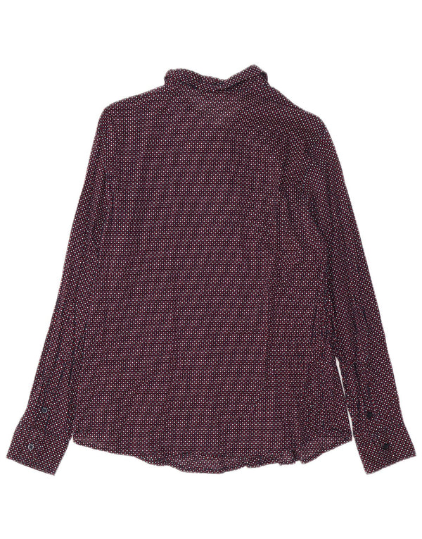 BENETTON Womens Abstract Pattern Shirt UK 14 Medium Multicoloured Cotton