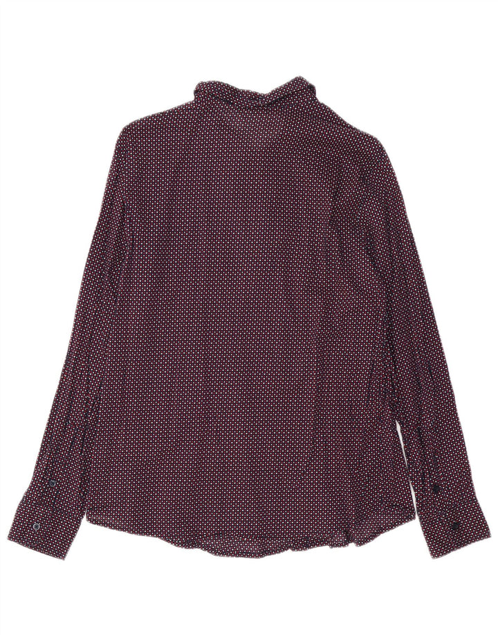 BENETTON Womens Abstract Pattern Shirt UK 14 Medium Multicoloured Cotton