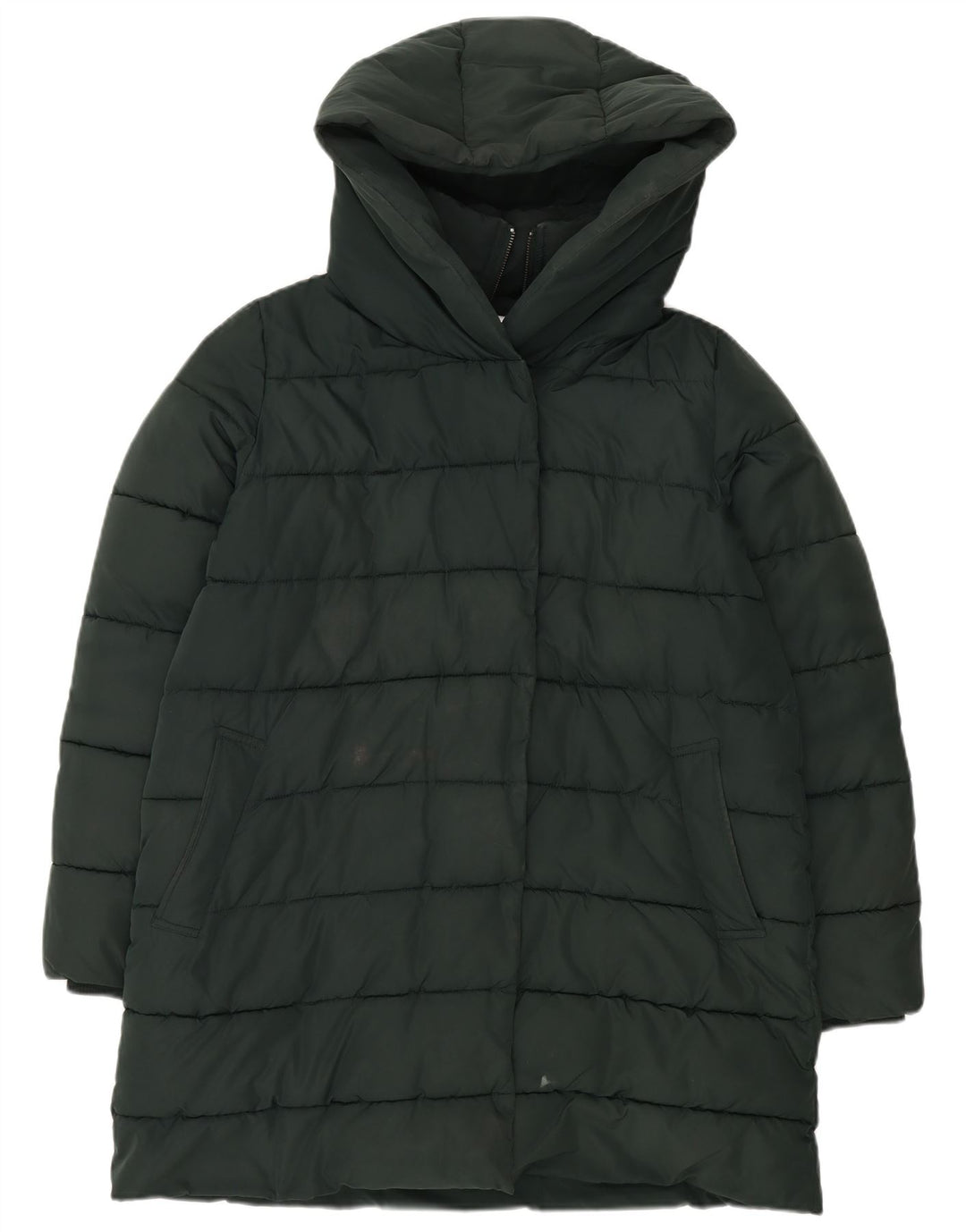 Женское стеганое пальто с капюшоном Hobbs UK 14, большой зеленый полиэстер