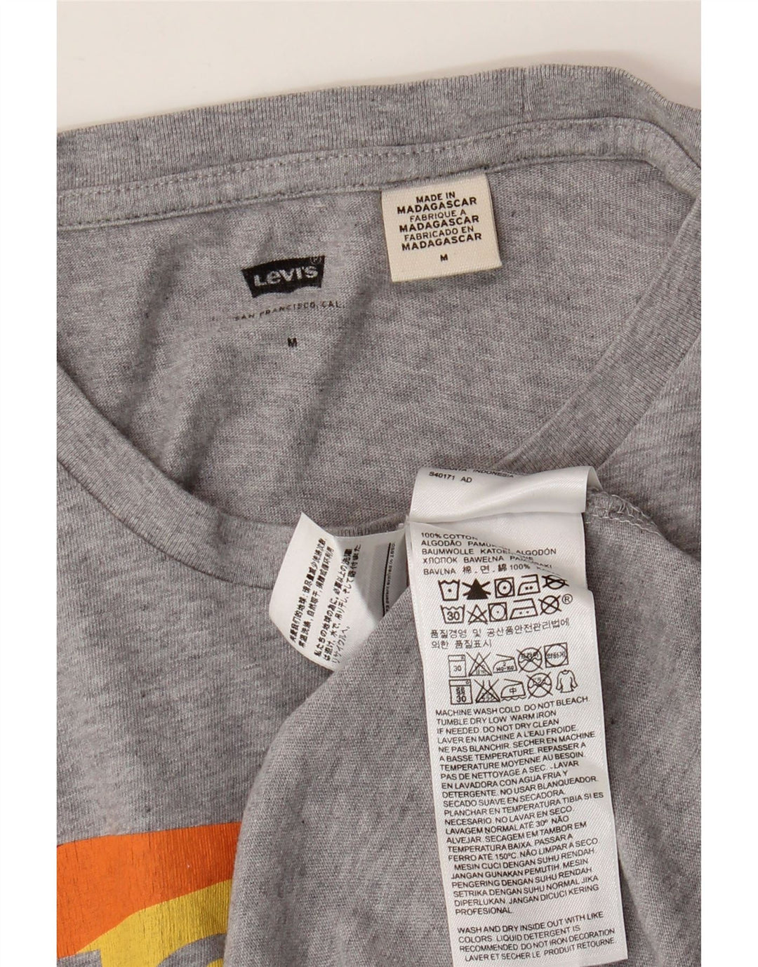Мужская футболка с рисунком LEVI'S, хлопковый топ среднего серого цвета с крапинками