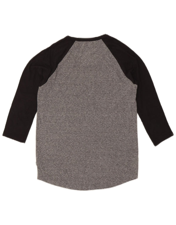 VANS Womens Graphic Top 3/4 Sleeve UK 10 Small Grey Colourblock
