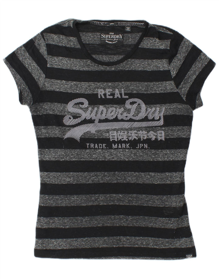 Женская футболка с рисунком Superdry Top UK 12, средний полиэстер в черную полоску