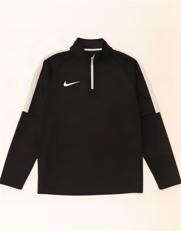 Мужской пуловер с воротником на молнии Nike Dri Fit, маленький черный цветной блок