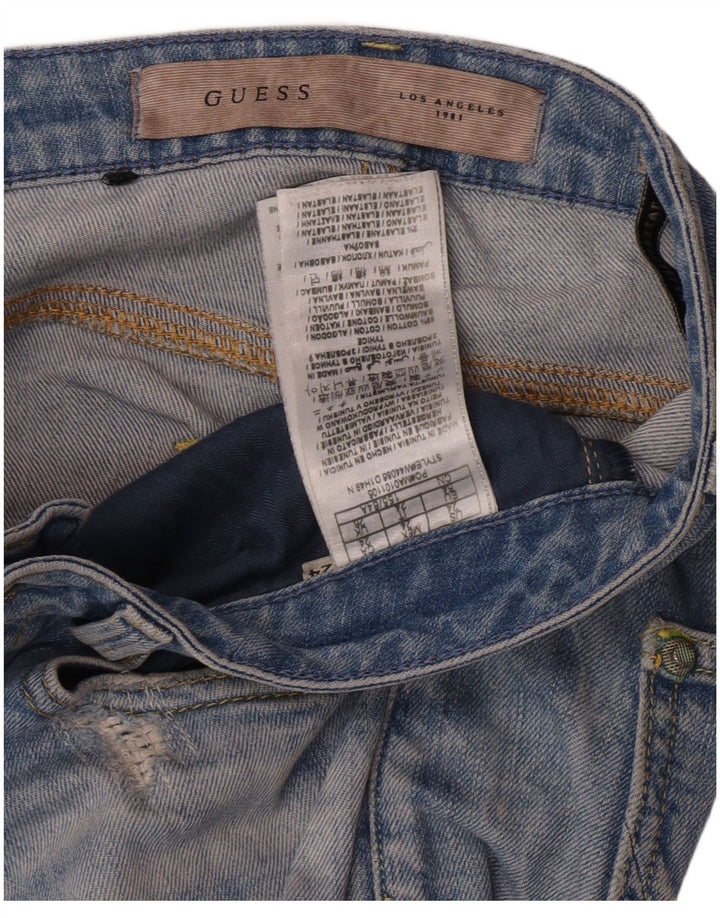 Guess Женские потертые узкие джинсы W26 L24 Синие хлопковые