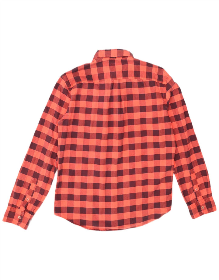 Мужская рубашка American Eagle Outfitters XL оранжевого цвета в мелкую клетку из хлопка