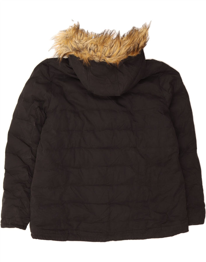 FAT FACE Womens Hooded Padded Jacket UK 16 Large Black Polyester Vintage Fat Face and Second-Hand Fat Face from Messina Hembry 