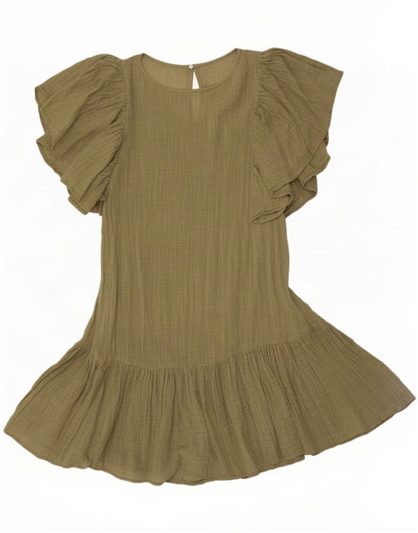 Женское платье с заниженной талией Zara UK 6 XS, зеленый хлопок