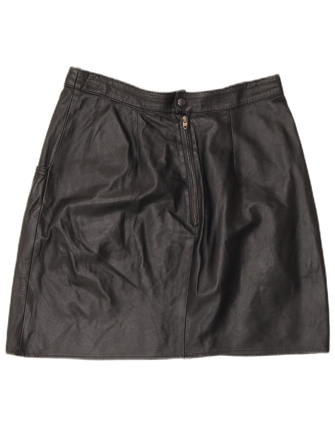 Винтажная женская мини кожаная юбка IT 44 Medium W28 Черная