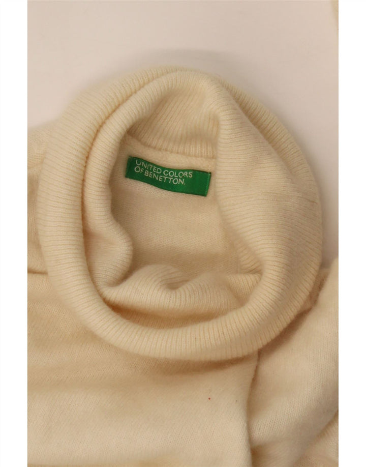 BENETTON Womens Roll Neck Jumper Sweater UK 14 Medium Off White Vintage Benetton and Second-Hand Benetton from Messina Hembry 