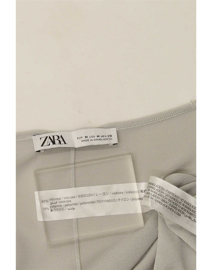 Женский удлиненный кардиган большого размера Zara UK 14, вискоза среднего серого цвета