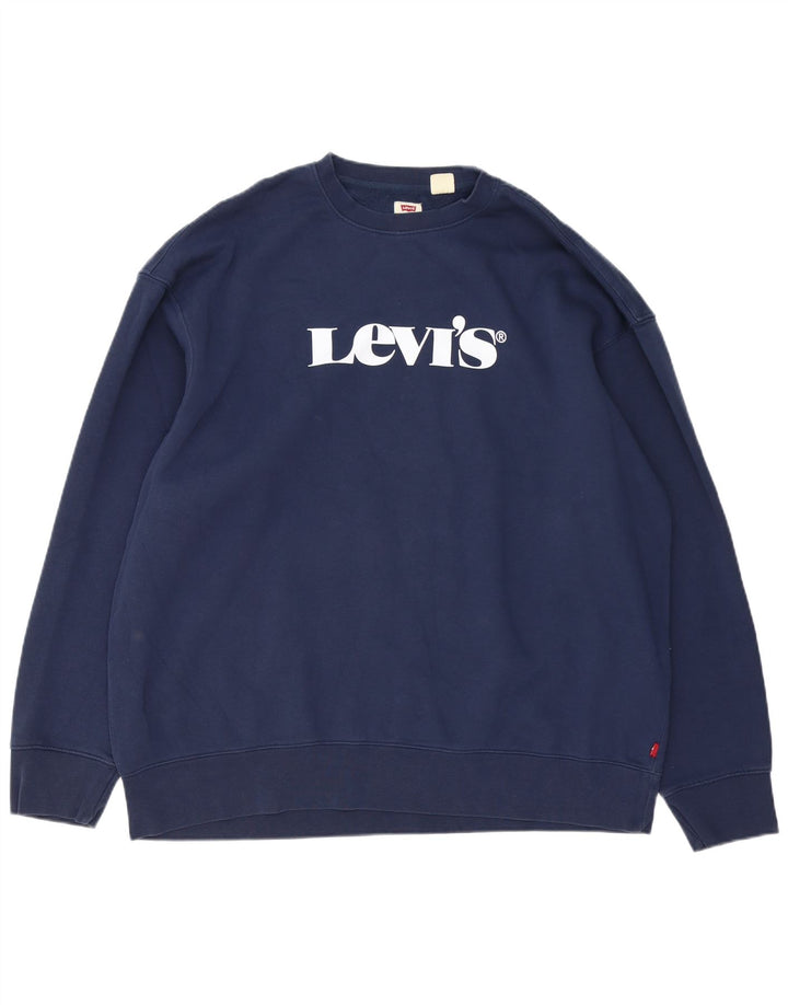 Мужской свободный свитер с рисунком Levi's, джемпер XL, темно-синий, хлопок