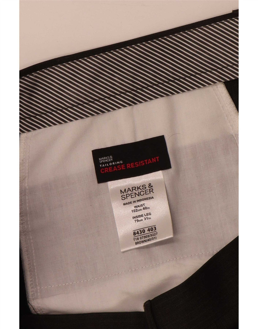Мужские костюмные брюки Marks & Spencer W40 L31 из полиэстера в коричневую полоску