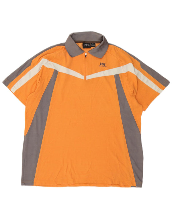 Мужская рубашка-поло Helly Hansen 2XL оранжевая, нейлон с цветными блоками