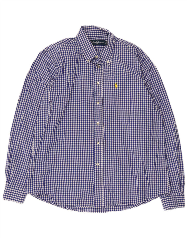 Мужская рубашка Ralph Lauren XL, синяя, хлопок в мелкую клетку