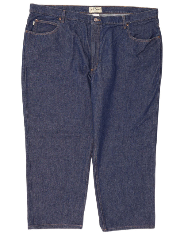 L.L.BEAN Mens Relaxed Fit Straight Jeans W46 L29 Navy Blue Cotton