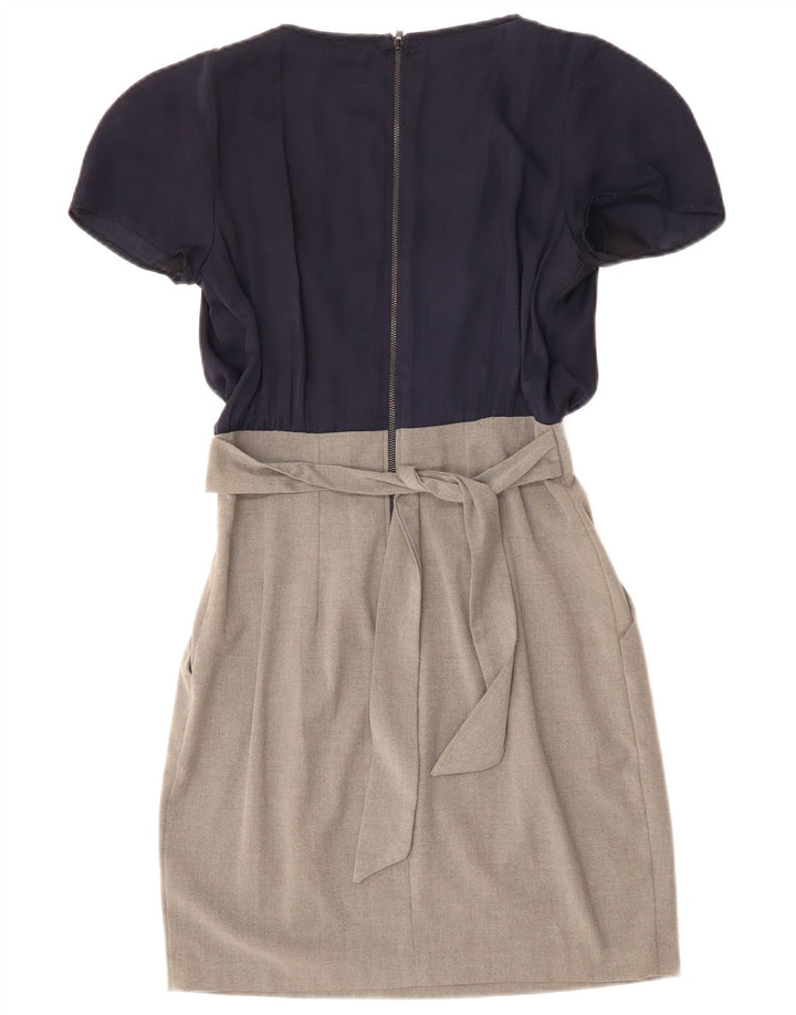 CLOSET Женское платье с запахом UK 10, маленькое темно-синее, полиэстер с цветными блоками