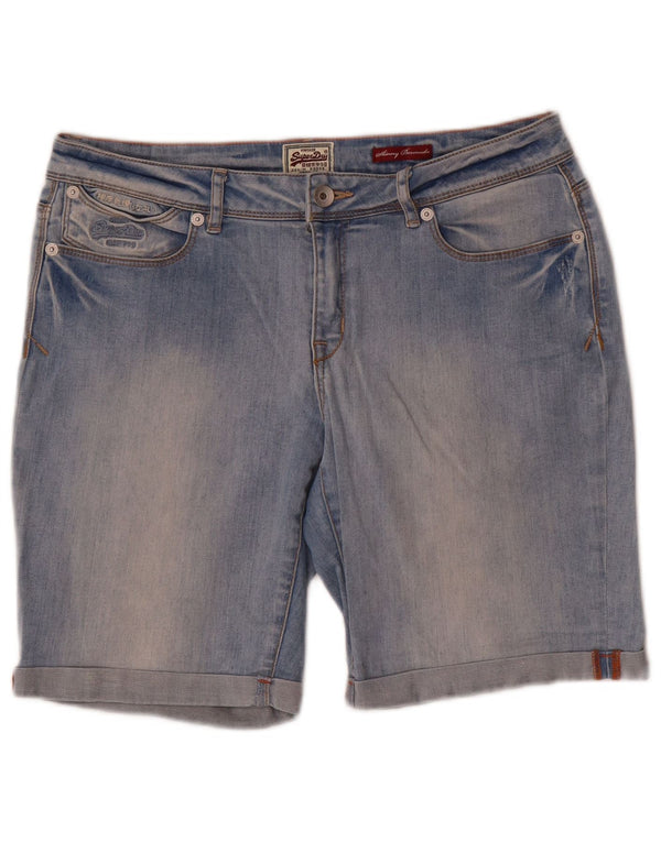 Женские джинсовые шорты-бермуды скинни Superdry W30, хлопковые, среднего синего цвета