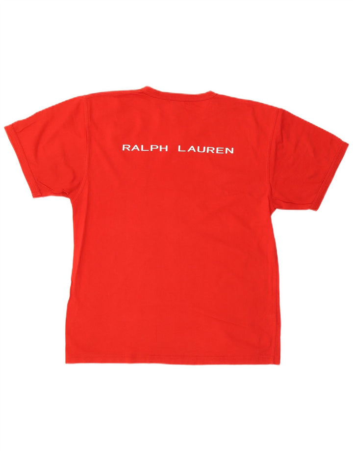 Мужская футболка с рисунком RALPH LAUREN, хлопковый топ среднего красного цвета
