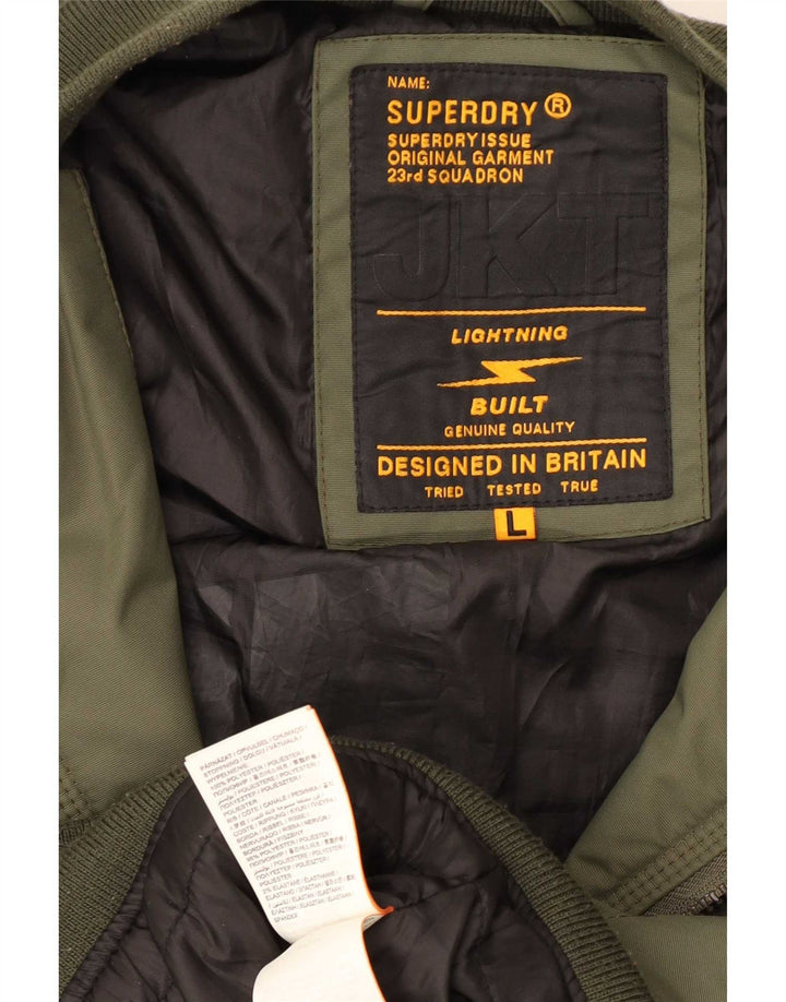 Куртка-бомбер Superdry для мальчиков 13-14 лет, большой цвет, полиэстер цвета хаки