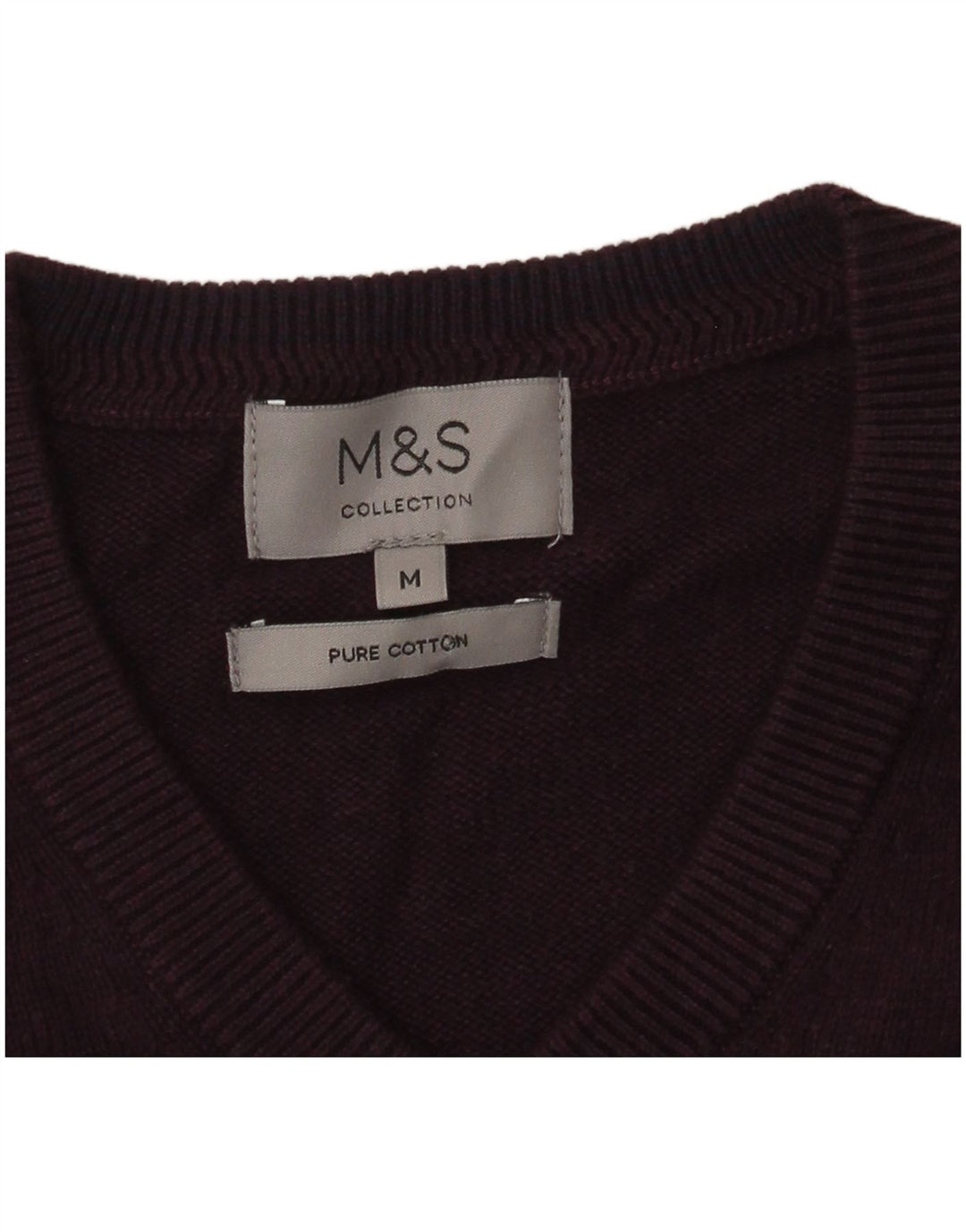 Мужской джемпер с v-образным вырезом Marks & Spencer, средний фиолетовый хлопковый свитер