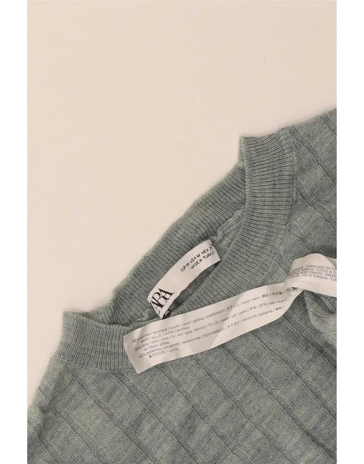 Мужской джемпер с круглым вырезом Zara, средний зеленый акрил
