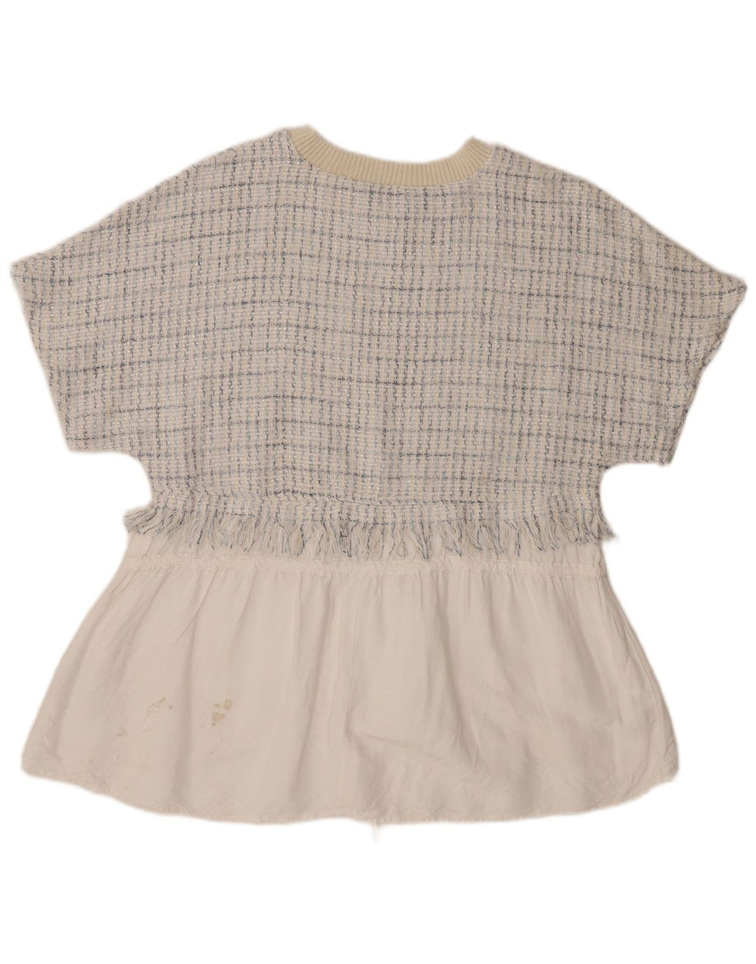 Женская блузка Zara Top UK 14, средний размер, белая клетка, хлопок