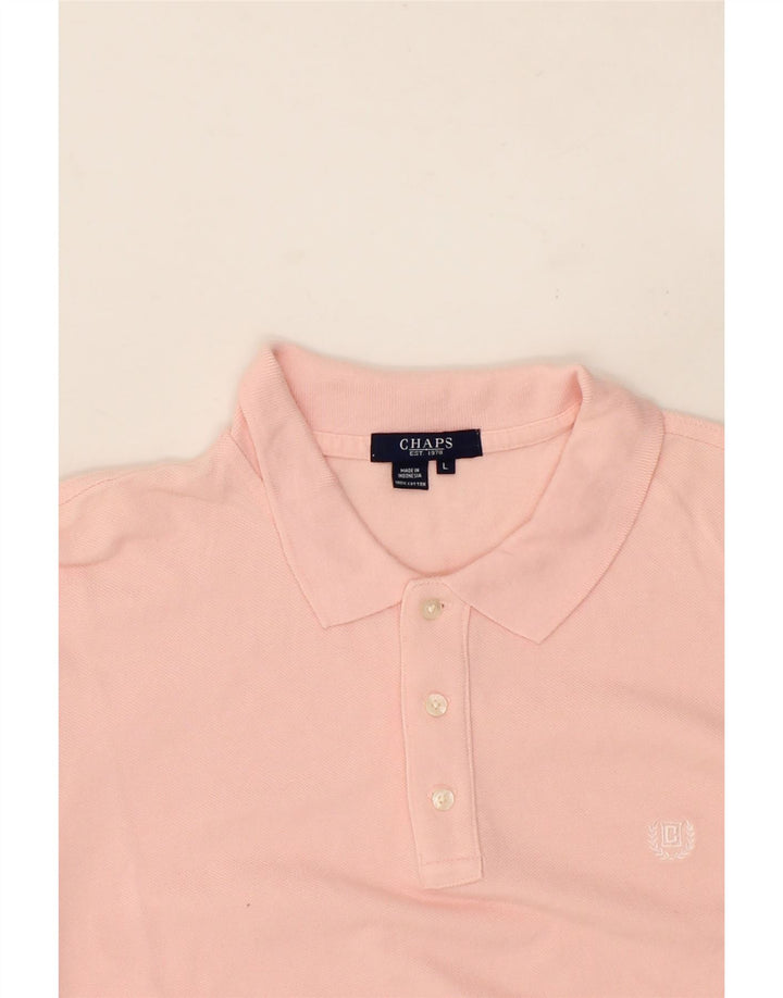 CHAPS Mens Slim Polo Shirt Large Pink Cotton Vintage Chaps and Second-Hand Chaps from Messina Hembry 
