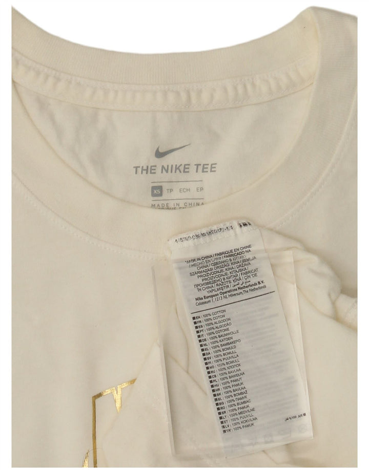 Женская футболка с рисунком Nike Top UK 6 XS, белый хлопок