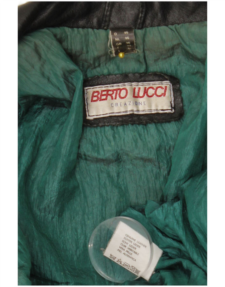 Мужская кожаная байкерская куртка BERTO LUCCI UK 36, маленькая черная кожа