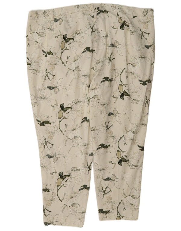 Женские укороченные брюки Marks & Spencer UK 24 4XL W44 L26 Бежевые с цветочным принтом