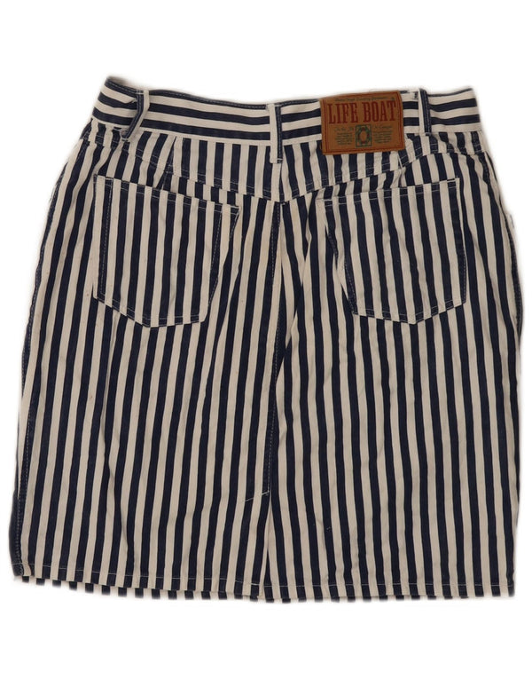 Винтажная женская джинсовая юбка с высокой талией IT 48 XL W28 Темно-синяя в тонкую полоску