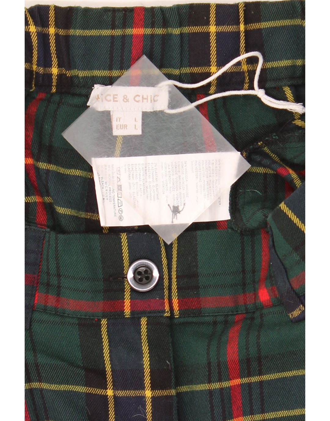 Женские шорты чинос Nice & Chic, большие размеры, полиэстер в зеленую клетку W32