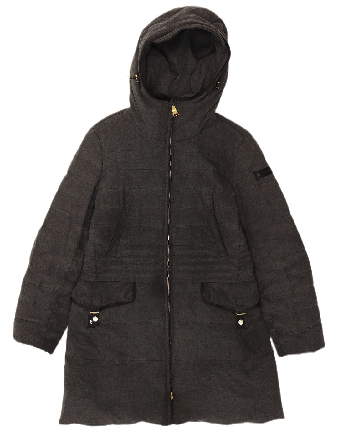 PEUTEREY Женское стеганое пальто с капюшоном IT 46 Большой Серый Полиэстер