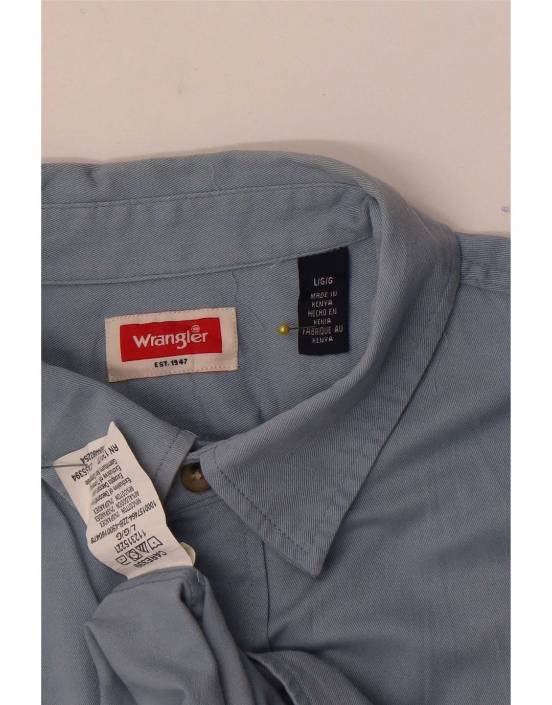 Мужская рубашка с коротким рукавом Wrangler, большая синяя хлопковая ткань