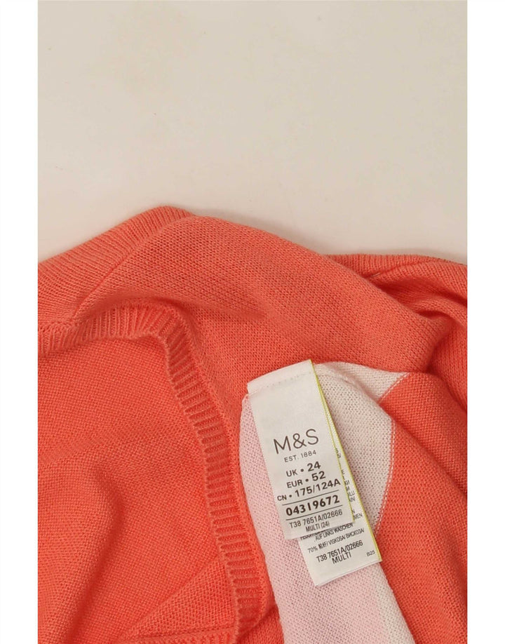 Женский джемпер с v-образным вырезом Marks & Spencer UK 24 4XL разноцветный