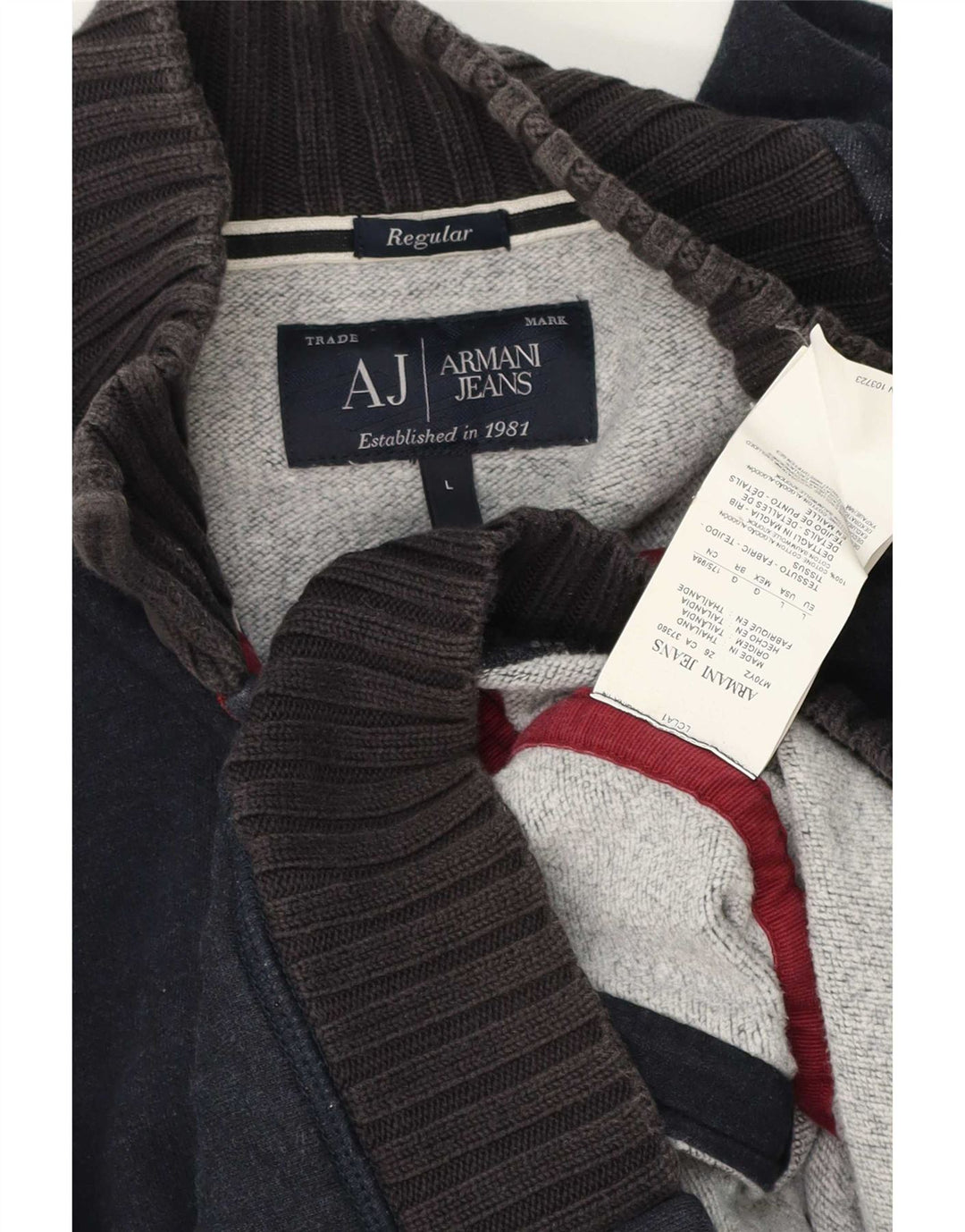 Мужской кардиган Armani Jeans, большой темно-синий хлопковый свитер