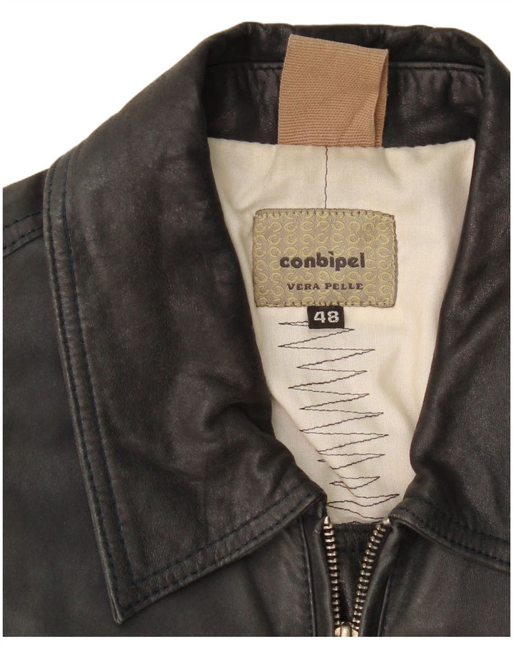 Мужская кожаная куртка-бомбер Conbipel IT 48 Medium Black Leather