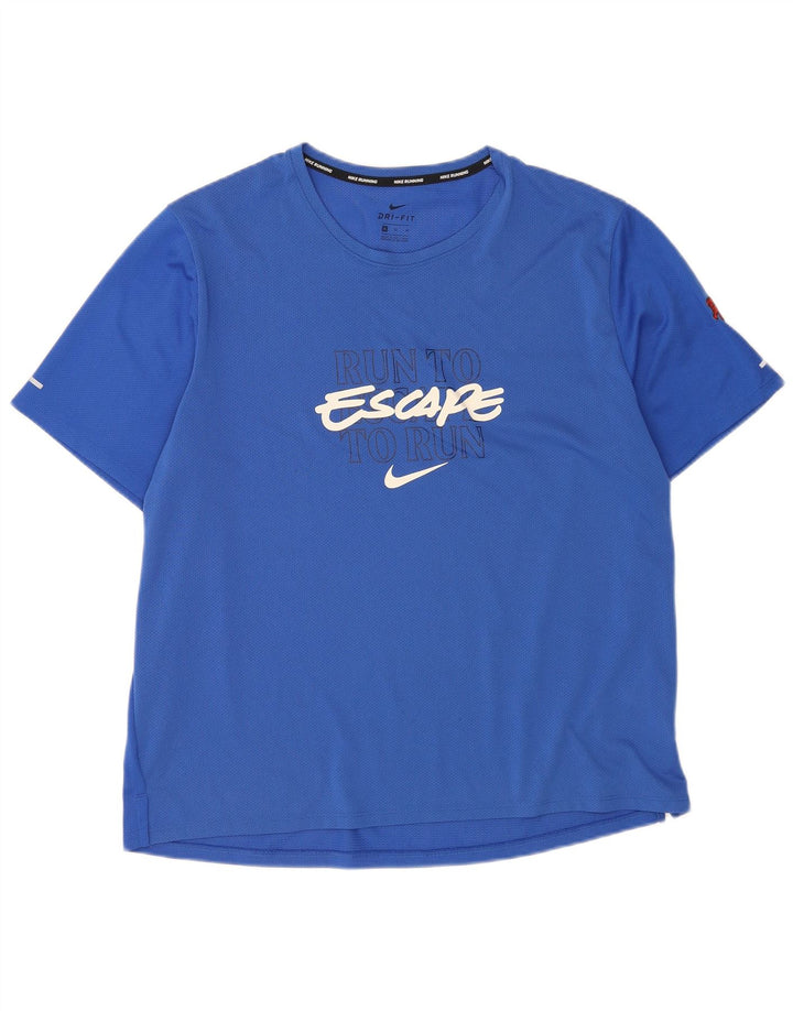 Мужская футболка с рисунком Nike Dri Fit Top XL, синий полиэстер